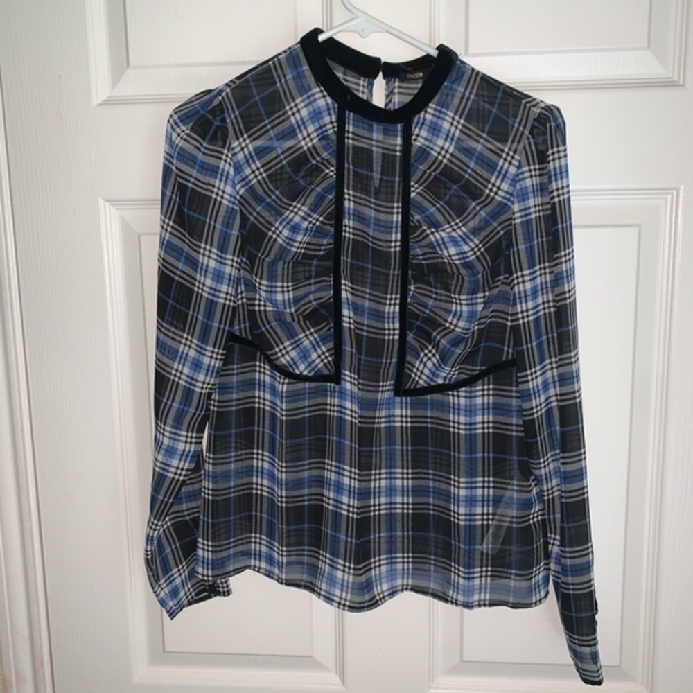 Maje Paris Plaid Pattern Fashion Blouse